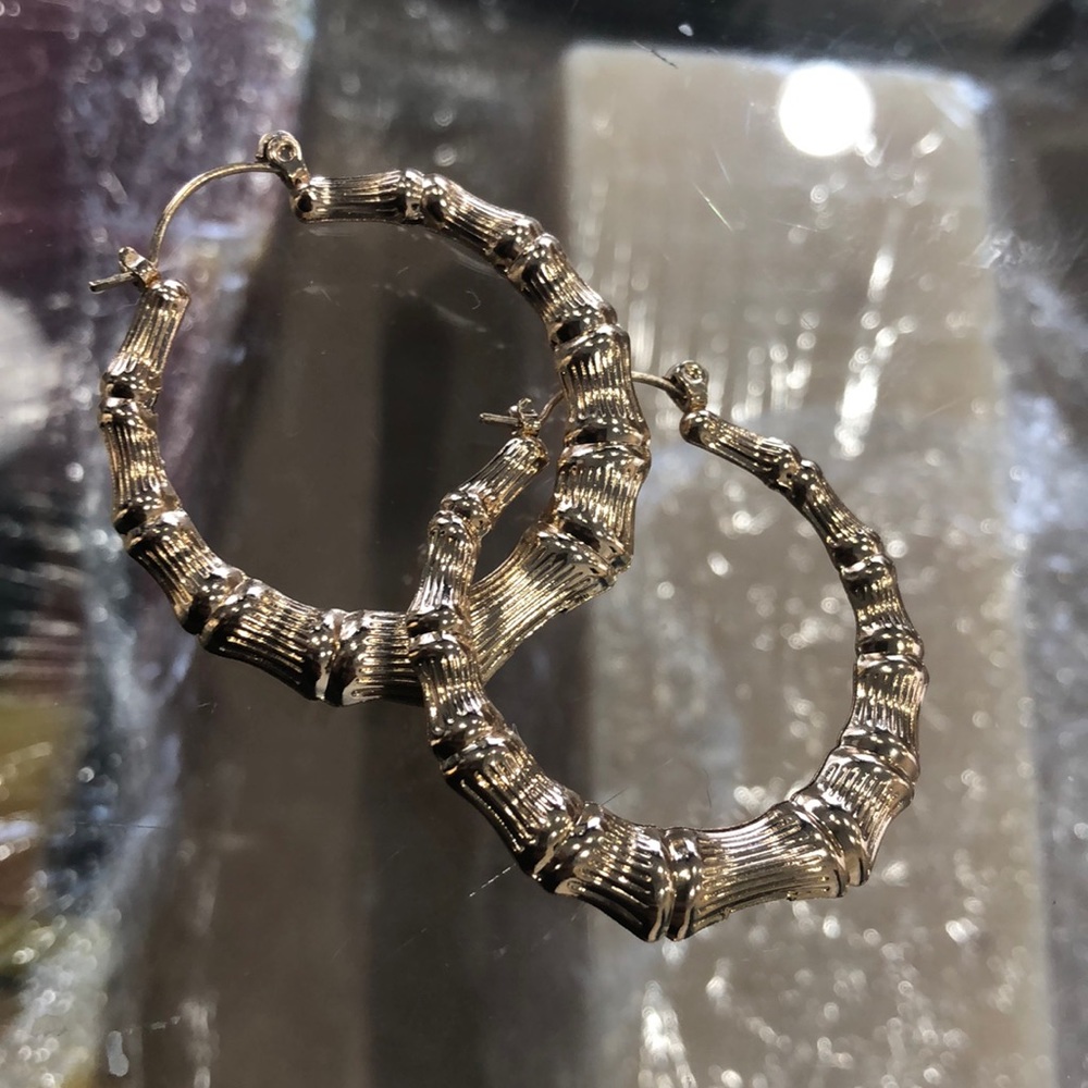 Gold Plated Bamboo Hoops